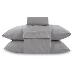 Jogo de Cama King Bordado Havan Casa 4 pçs - Cinza Amianto