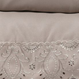 Jogo de Cama King Imperial com Renda 4 p&ccedil;s Havan Casa - Bege