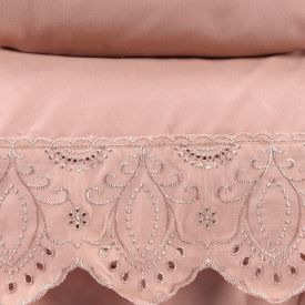 Jogo de Cama King Imperial com Renda 4 p&ccedil;s Havan Casa - Rosa