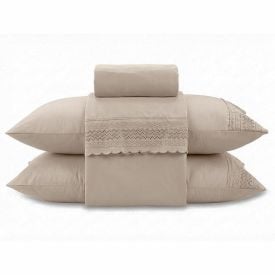 Jogo de Cama King Renda Imperial Havan Casa 4 pçs - Bege