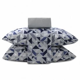 Jogo De Cama Queen 100% Algodão Royale 4 Peças - Fernando Azul