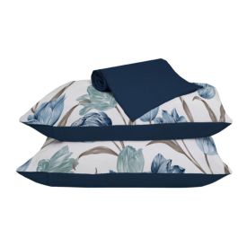 Jogo De Cama Queen Malha 100% Algodão Solecasa 3 Pçs - Tuly Azul Marinho