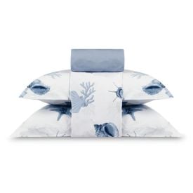 Jogo de Cama Queen Percal Buona Fortuna 4 p&ccedil;s - Brisa Do Mar Azul Novo