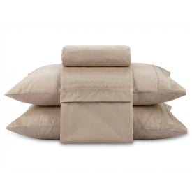 Jogo de Cama Queen Bordado Havan Casa 4 pçs - Bege