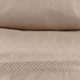 Jogo de Cama Queen Bordado Havan Casa 4 pçs - Bege