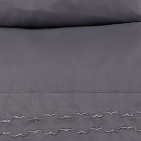 Jogo de Cama Queen Bordado Imperial 4 pçs Havan Casa - Cinza Amianto