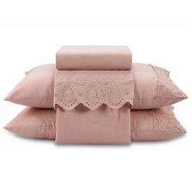 Jogo de Cama Queen Imperial com Renda Havan Casa 4 p&ccedil;s - Rosa
