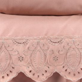 Jogo de Cama Queen Imperial com Renda Havan Casa 4 p&ccedil;s - Rosa