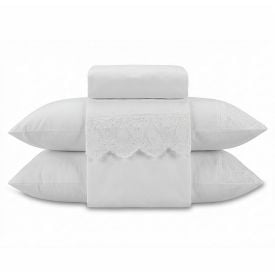 Jogo de Cama Queen Imperial com Renda Havan Casa 4 p&ccedil;s - Branco