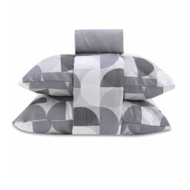 Jogo de Cama Queen Napoli Havan Casa 4 pçs - Luccius Geo Cinza