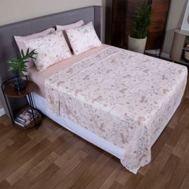 Jogo de Cama Queen Napoli Havan Casa 4 pçs - Suri Flowers/Rosa