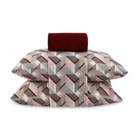 Jogo de Cama Queen Napoli Havan Casa 4 pçs - Tridi Geométrico Vinho
