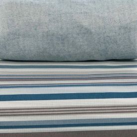 Jogo de Cama Queen Napoli Havan Casa 4 pçs  - Mink Listra Azul