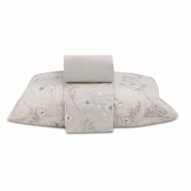 Jogo De Cama Solteiro 100% Algodão Royale Havan Casa 3 Pçs - Botanic Bege
