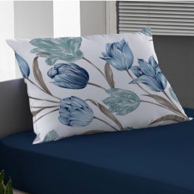 Jogo De Cama Solteiro Malha 100% Algodão Solecasa 2 Pçs - Tuly Azul Marinho