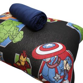 Jogo De Cama Solteiro Marvel Portallar 2 Pçs - Avengers Comics Cinza