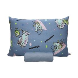 Jogo de Cama Solteiro Malha Estampado Disney - Sulley e Mike Azul