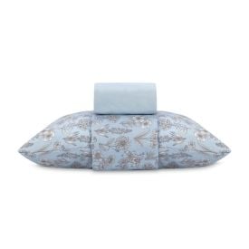 Jogo de Cama Solteiro Micropercal Havan Casa 3 pçs - Blossom Flowers Azul