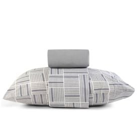 Jogo De Cama Solteiro Micropercal 180 Fios Havan Casa 3 Pçs - Detroit Geo Cinza