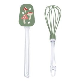 Jogo de Espátula e Fouet de Silicone Cogumelo Verde Havan Casa - 2 Peças