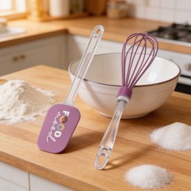 Jogo de Espátula e Fouet de Silicone Food Mood Havan Casa 2 Peças - Rosa