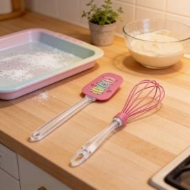 Jogo de Espátula e Fouet de Silicone Macarons Havan Casa 2 Peças - Rosa