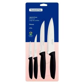 Jogo De Facas Plenus Em Aço Inox 4 Peças Tramontina - Preto
