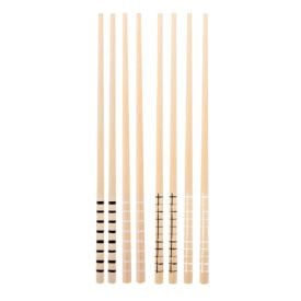 Jogo De Hashi Bambu Com Estampa Lyor 8 Peças - 4 Pares