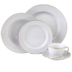 Jogo de Jantar Porcelana com Filete de Ouro Imperial Havan Casa - 20 Pe&ccedil;as