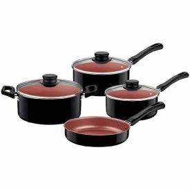 Jogo De Panela Tramontina Califórnia 7 Peças - Preto/Vermelho