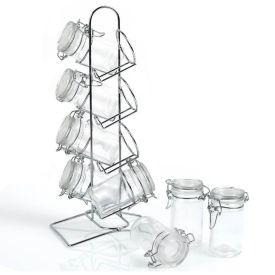 Jogo de Porta Condimentos e Suporte Havan Casa 8 Peças - Vidro