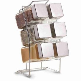 Jogo De Porta Condimentos Com Suporte Havan Casa 6 Peças - Preto e Transparente