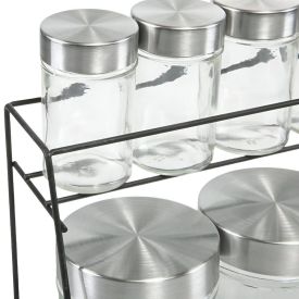 Jogo De Porta Condimentos Com Suporte Havan Casa 8 Peças - Preto