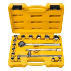 Jogo De Soquetes Estriados Encaixe 1/2" Com Maleta Tramontina - 43600/017