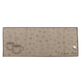 Jogo De Tapetes Napoli Para Cozinha 2 Peças Havan - I Love Tea Bege