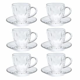 Jogo de Xícaras com Pires Anne Havan Casa 185Ml 12 Peças - Vidro