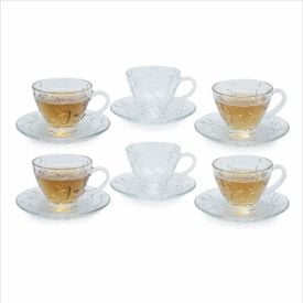 Jogo De Xicaras Com Pires Botânica 170Ml Havan Casa 12 Peças - Transparente