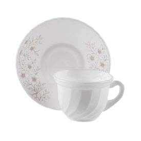 Jogo de Xícaras com Pires Opaline Safira 190Ml Havan Casa 12 pçs - Branco