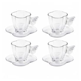 Jogo de Xícaras de Chá com Pires Butterfly Wolff 8 Peças - 180ml