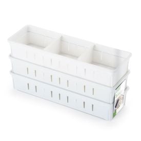 Jogo Organizadores De Gaveta Com Divisórias 3 Peças Dasplast - Branco