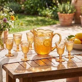 Jogo de Jarra com Taças Coconut 7 Peças L' Hermitage - Âmbar 