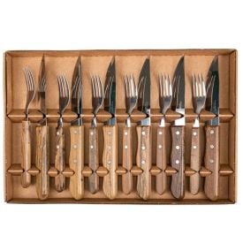 Jogo Talheres Simonaggio Para Churrasco Jumbo Inox 12 Peças - Madeira
