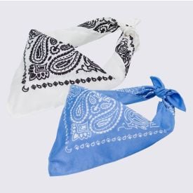 Kit 2 Bandanas Faixa Lenço Boby Blues - AZUL/ BRANCO U