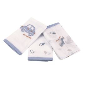 Kit 3 Panos De Boca 32 X 32 Cm 100% Algodão Havan Baby - Carros