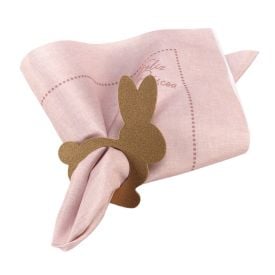 Kit Anel de Guardanapo Páscoa 4 Peças - Coelho Dourado Verde