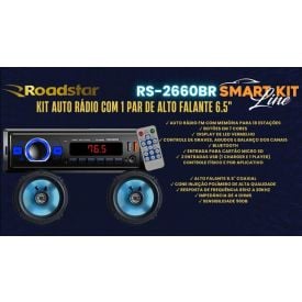 Kit Auto Radio Com Alto Falante 6" Roadstar Rs-2660Br Smart Kit