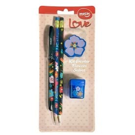 Kit Básico Escolar Love Flowers Select Molin - Sortido 
