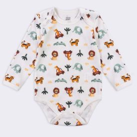 Kit Bebê Body Manga Longa 3 Peças Yoyo Baby Off White Safari