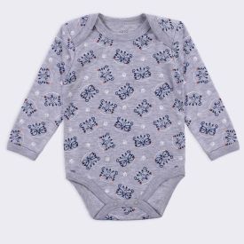 Kit Bebê Body Manga Longa 3 Peças Yoyo Baby Azul Claro Tigre