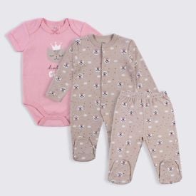 Kit Bebê Macacão, Body e Calça Yoyo Baby